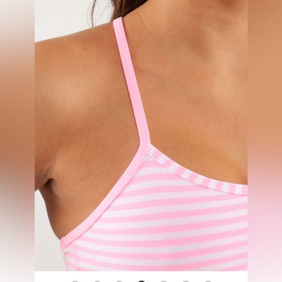 Lululemon Power Y Tank *Luon Light Classic Stripe in White and Pink Shell - Picture 2 of 9